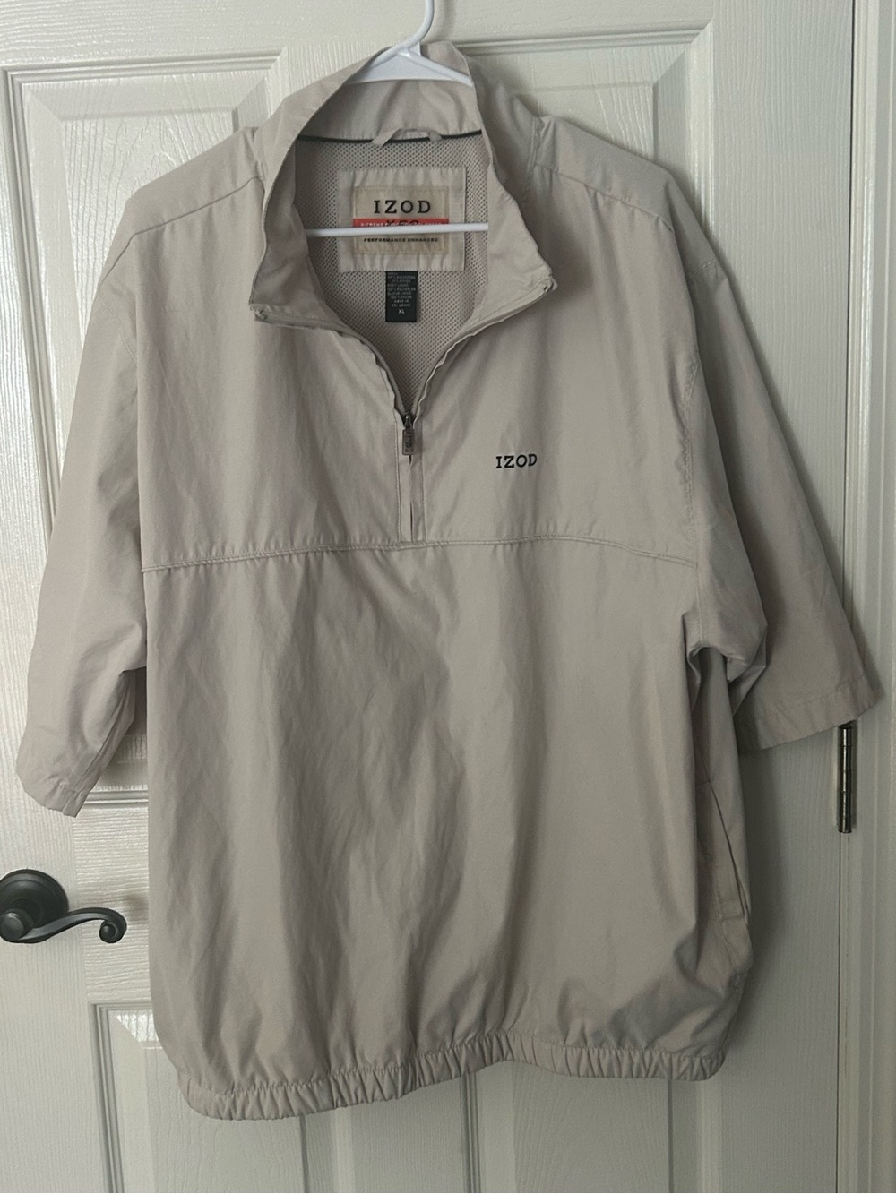 IZOD Men's Light Beige Quarter-Zip Windbreaker Golf Jacket